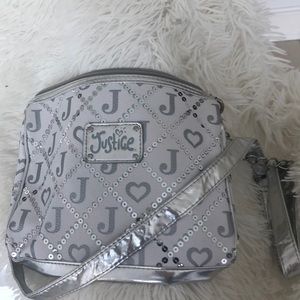 Silver Justice sparkly crossover bag